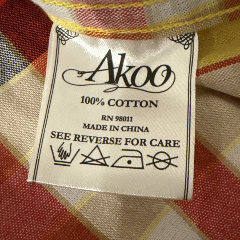 AKOO & Co Trust 80 Short Sleeve Shirt Men's L Button Front Plaid Red & Yellow - Picture 10 of 11